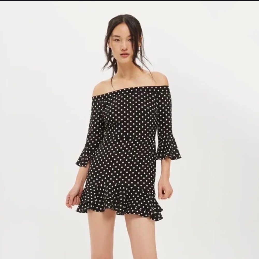 Topshop Black and White Polka Dot Dress